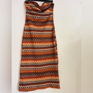 SHEIN Multicolor Patterned Maxi strapless dress